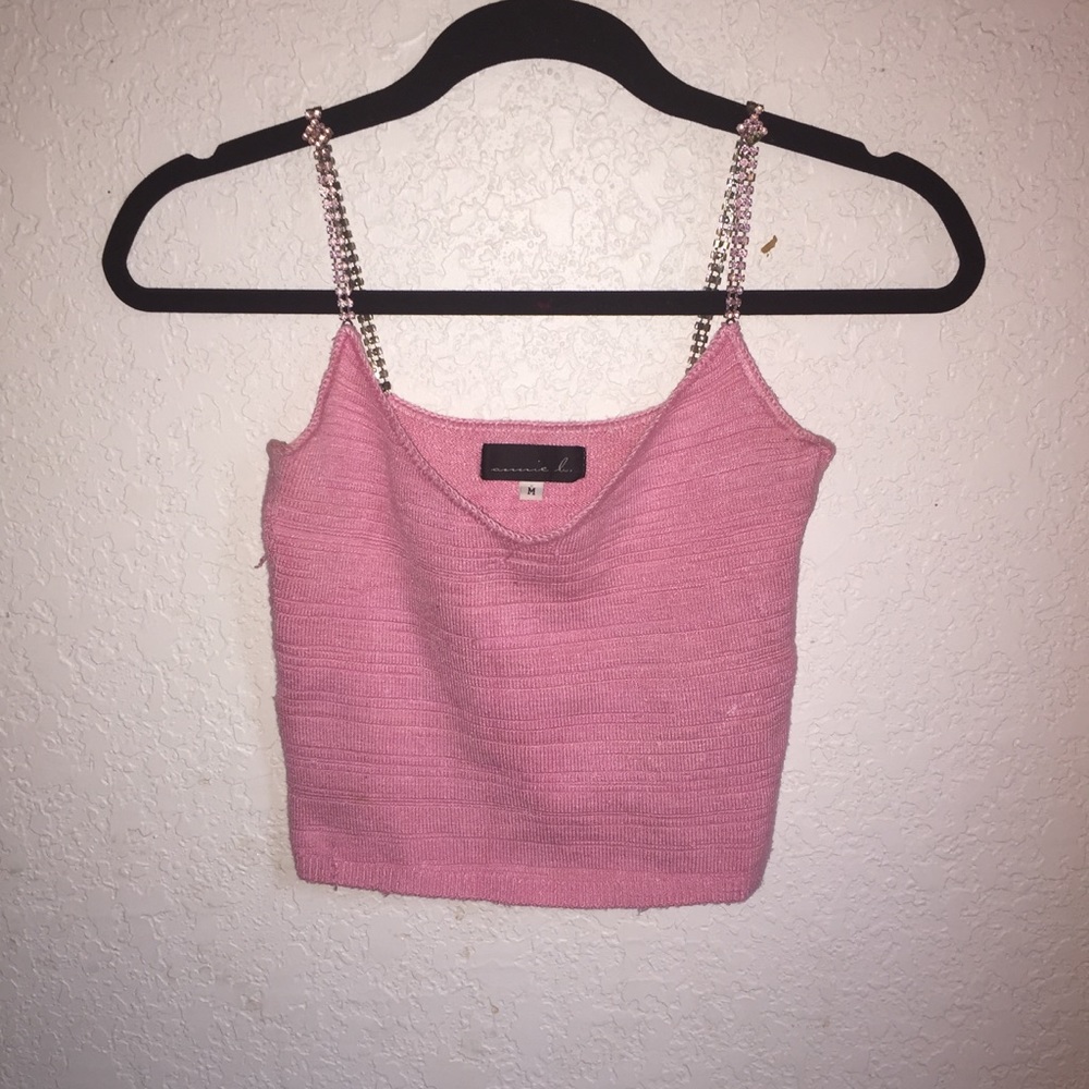 2000s knit Jem crop top sz m pink